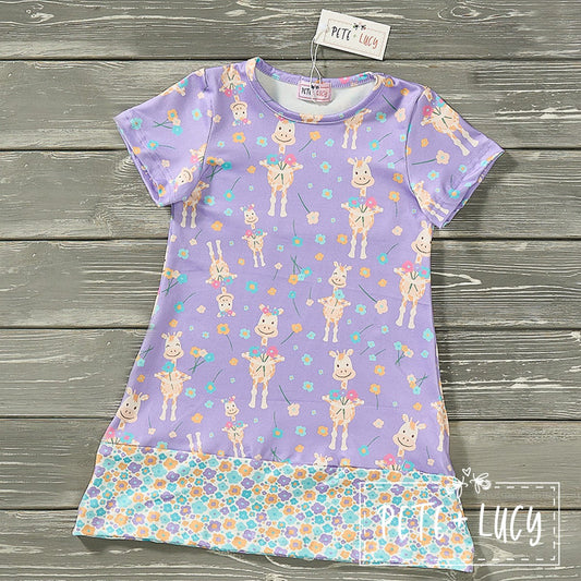 Giraffe with Flowers  Girl Dress